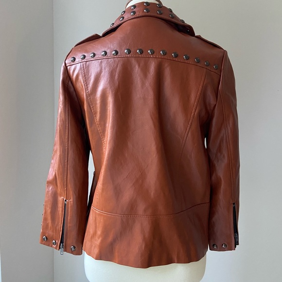 Line + Dot (Shopbop) Faux Leather Moto Jacket. Size M, like new, rich cognac. - Picture 2 of 6